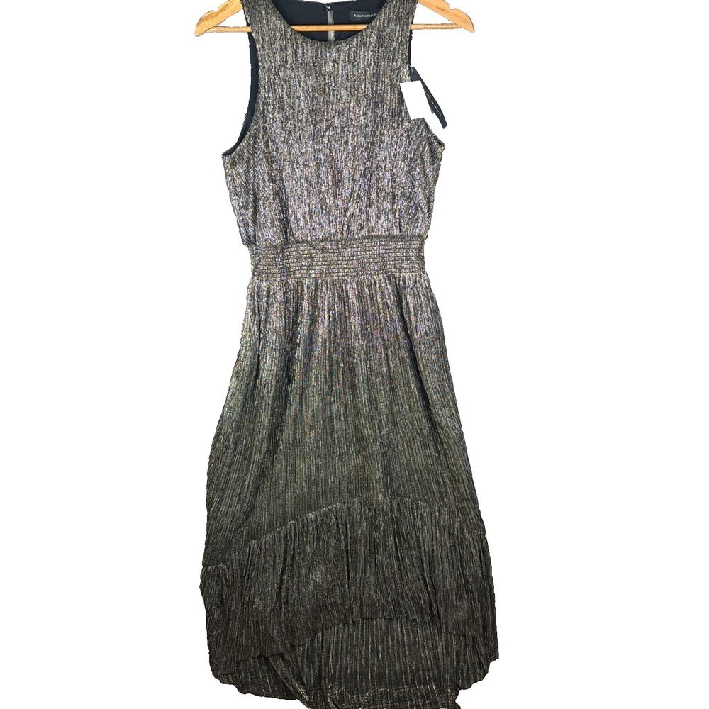 Banana Republic Maxi Dress Size 8 Pleated Metallic NWT MSRP $159